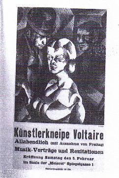Marceli Słodki - plakat jeszcze bez DADA na pierwsze spotkanie dadaistów w Zurychu (5.02.1916)