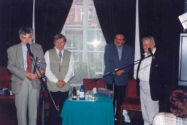 Jan Rodzeń, Wojciech Siemion, JSS i Piotr Kuncewicz podczas premiery tomu TEMPO 6.08.1998